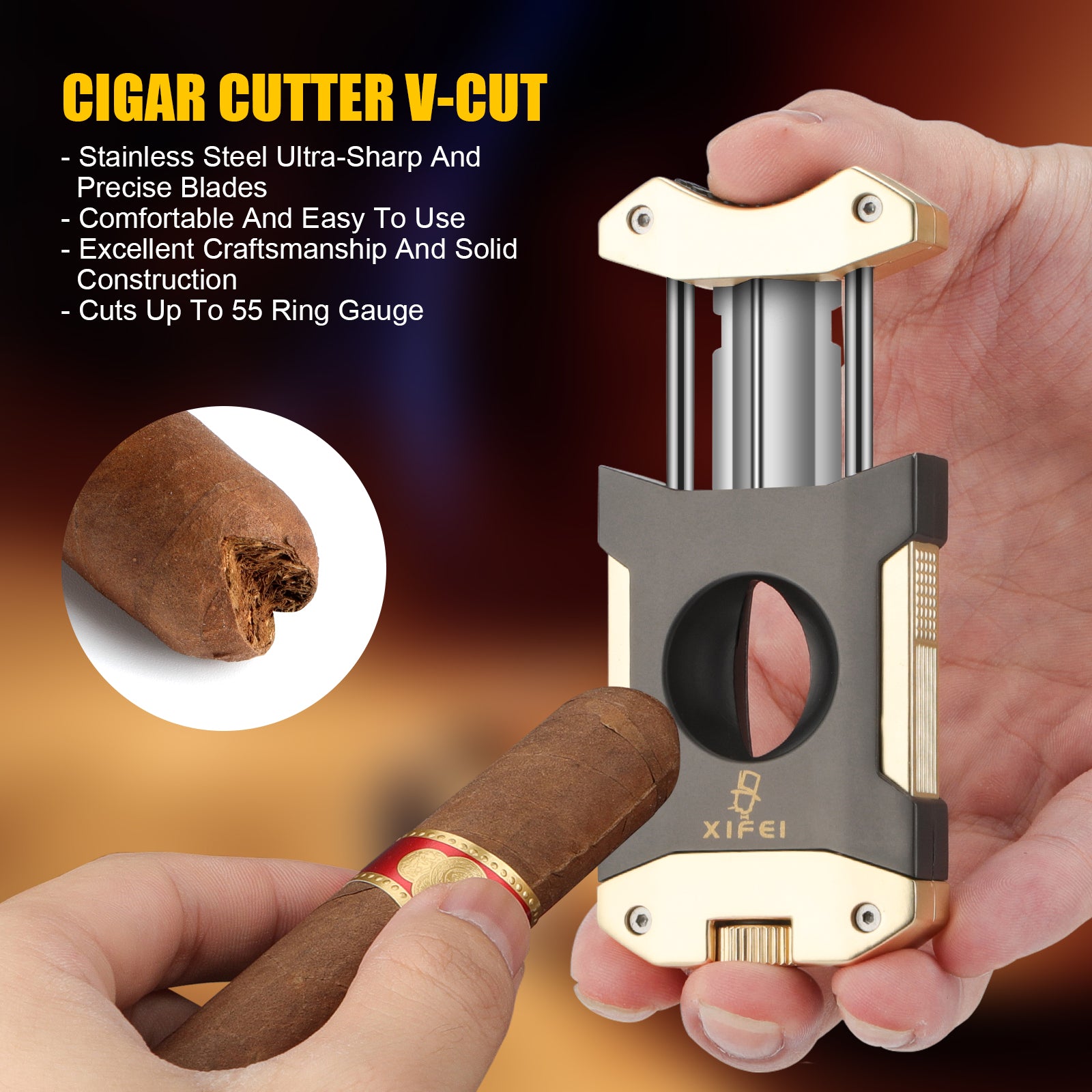XIFEI Cigar Vcutter Punch Stand 3IN1 