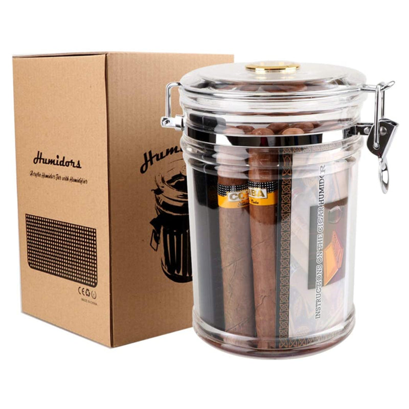 XIFEI Acrylic Humidor Jar with Humidifier and Hygrometer,humidor That