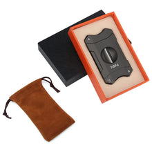 Load image into Gallery viewer, TISFA Cigar Cutter V-Cut, Stainless Steel Guillotine Sharp Cut Blade with Cigar Stand
