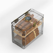 Load image into Gallery viewer, TISFA Acrylic Cigar Humidor with Humidifier and Hygrometer, Desktop Cigar Case Box with Spanish Cedar Cigar Tray That can Hold About 18-50 Cigars
