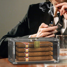 Load image into Gallery viewer, TISFA Acrylic Cigar Humidor with Humidifier and Hygrometer, Desktop Cigar Case Box That can Hold About 15-20 Cigars
