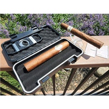 Load image into Gallery viewer, TISFA Cigar Travel Humidor Case with Cigar Cutter and Cigar Stand, Portable Cigar Humidor, Waterproof Cigar Box Holds up to 4 Cigars - Cigars Gift Set for Men
