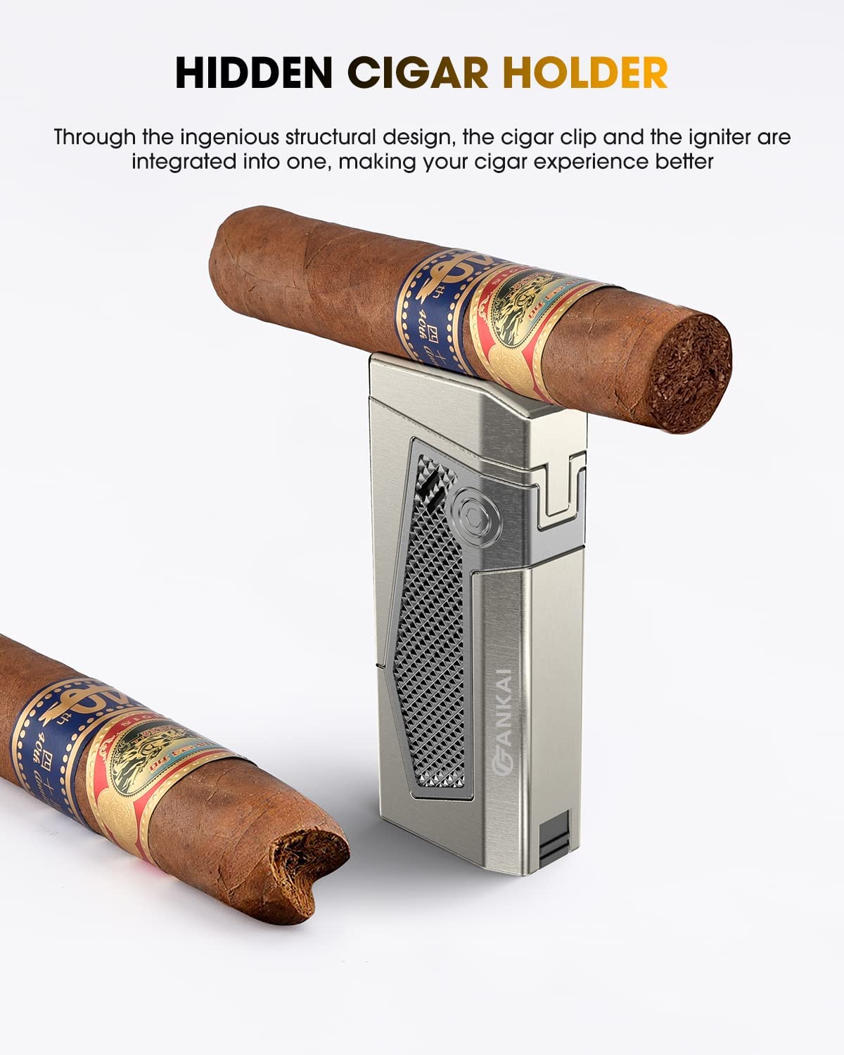 quad cigarette holder FANKAI Quad-Jet Cigar Lighter Punch Stand Draw Enhancer 4IN1