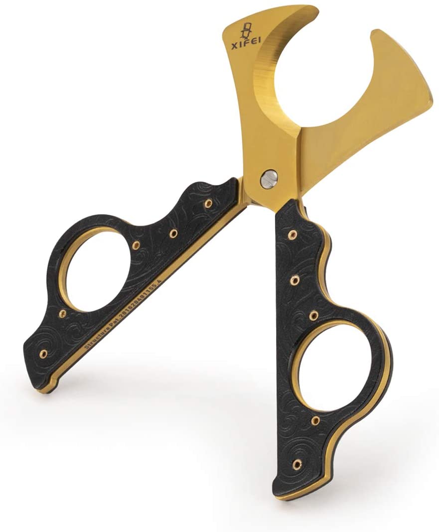 XIFEI Cigar Cutter Scissors High-End Bronze Engraved Design